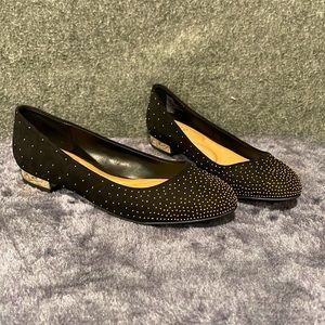 NWOT Black flats with gold beads, women 6.5